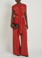 Joseph Kniza Belted Chiffon top Red