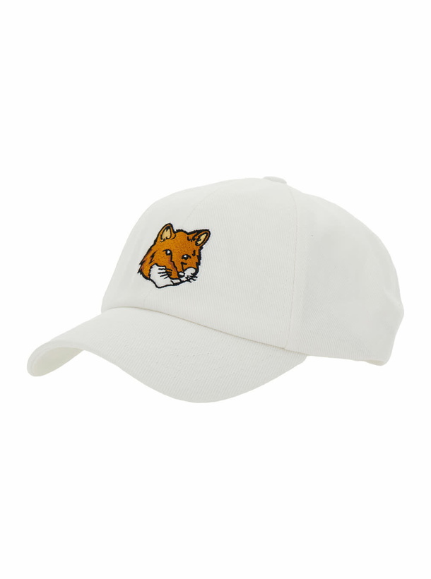 Photo: Maison Kitsuné White Baseball Cap With Logo Embroidery On The Front And Logo Lettering On The Rear In Cotton Man