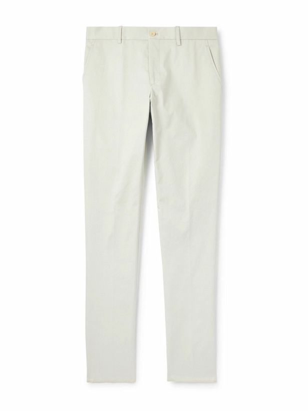 Photo: Etro - Roma Slim-Fit Straight-Leg Stretch-Cotton Twill Trousers - White