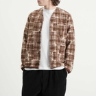 Universal Works Men's Patch Check Fleece Cardigan in Sand