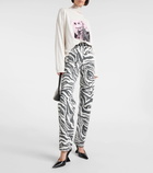 Rotate Betty zebra-print straight jeans