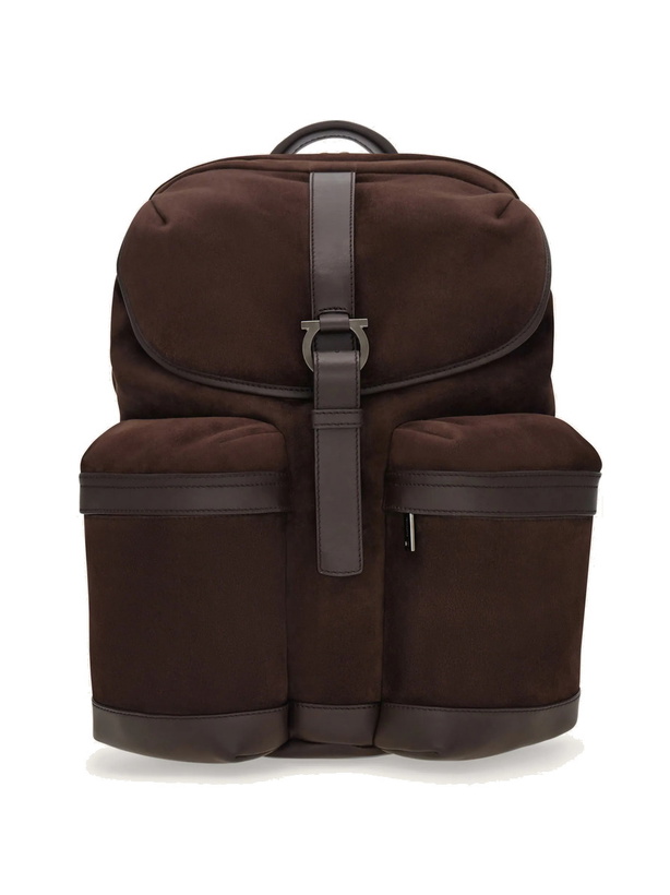 Photo: Ferragamo Mens Suede backpack in Brown