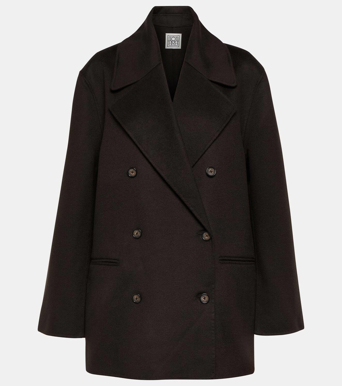Mens Houndstooth Double-Breasted Wool Peacoat - Black and White Wool Short Coat Slim Fit USA Men's Outlet