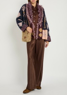 Forte_forte Jacquard Brushed Alpaca-blend Cardigan Navy