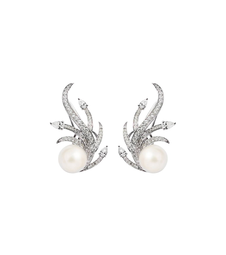 Photo: Yeprem 18kt white gold clip-on earrings with diamonds and freshwater pearls