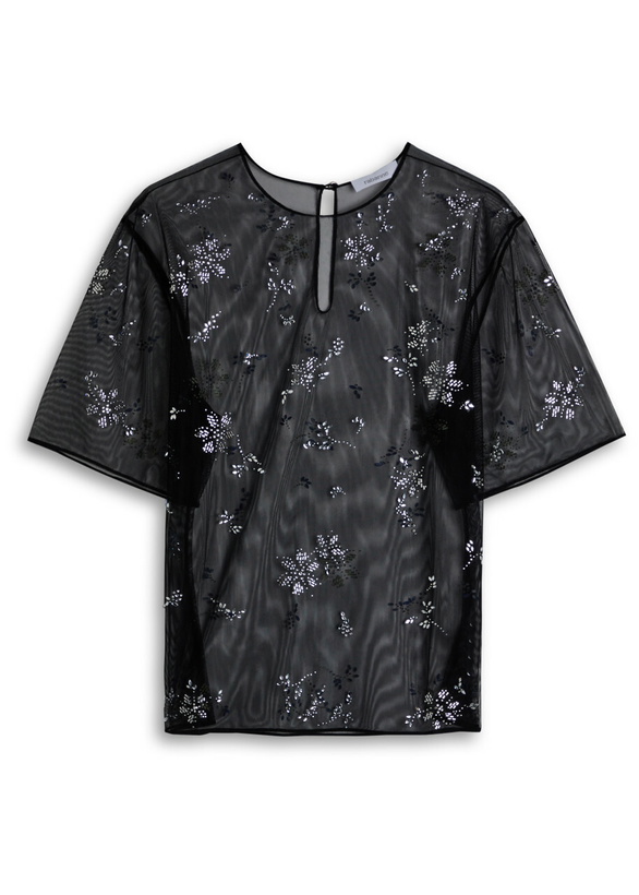 Photo: Rabanne Crystal-embellished Mesh T-shirt Black
