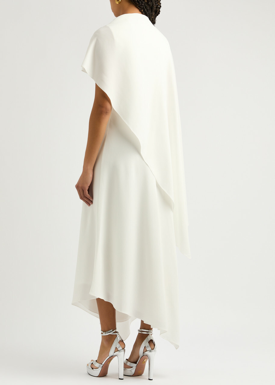 Roksanda Pascale Cape-effect Draped Maxi Dress Ivory