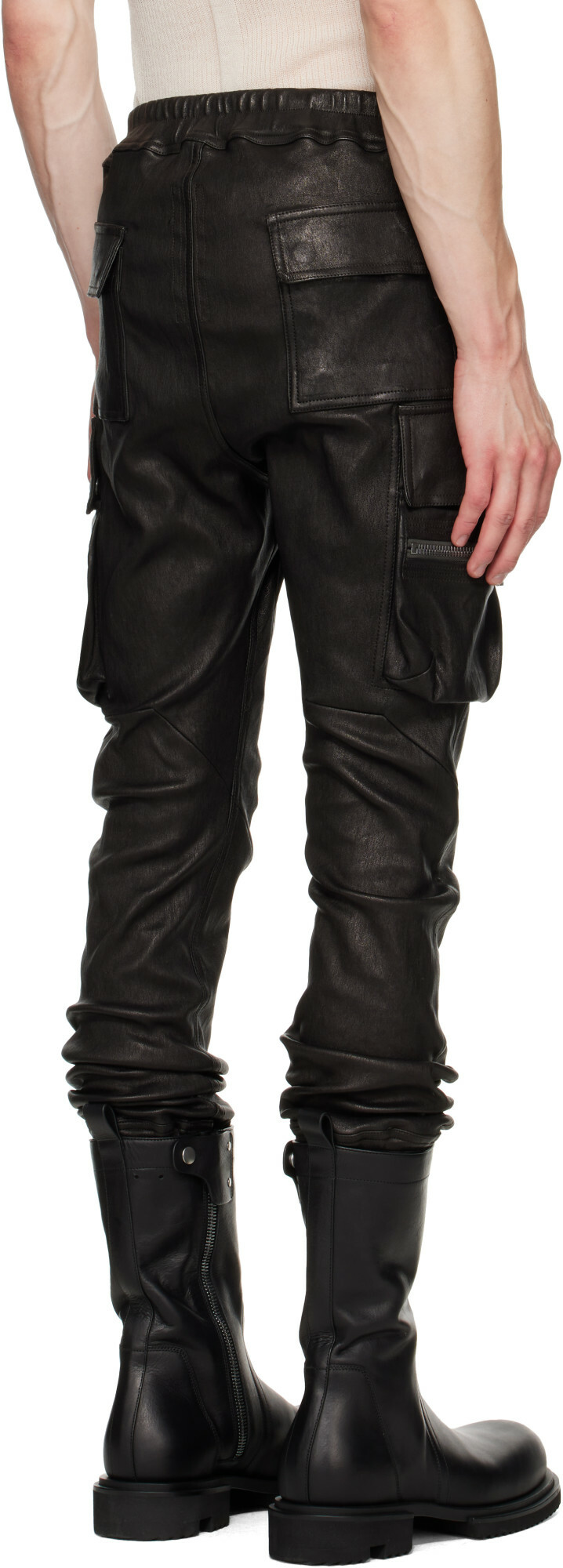 Rick Owens Black Tower Mastodon Leather Cargo Pants