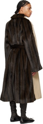 ABRA Beige & Brown Hybrid Faux-Fur Trench Coat
