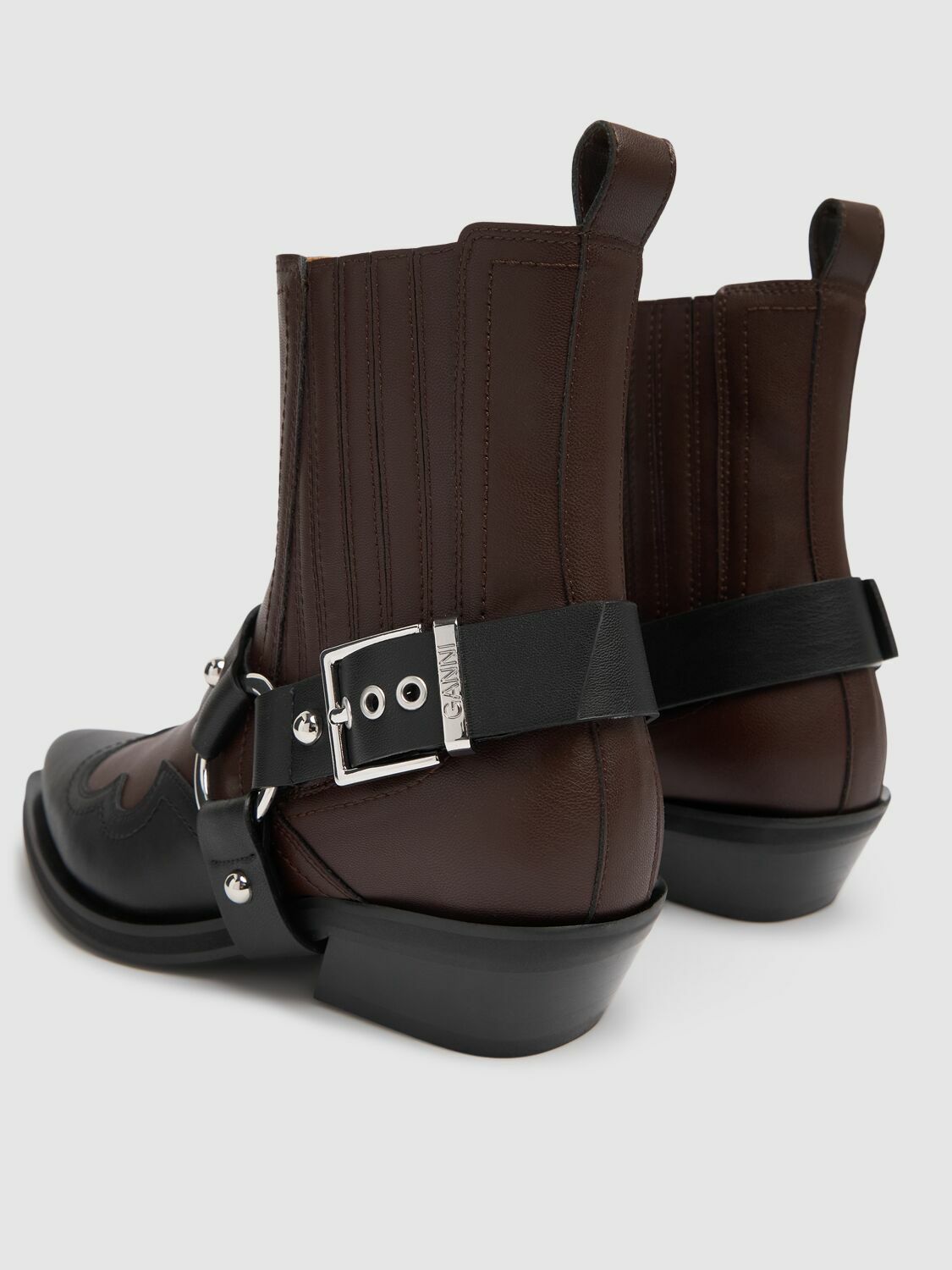 【関税&送料込】Ganni Buckle Boot GANNI 60mm Recycled Leather Western Boots GANNI