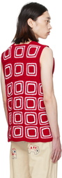 HARAGO Red Square Neck Tank Top