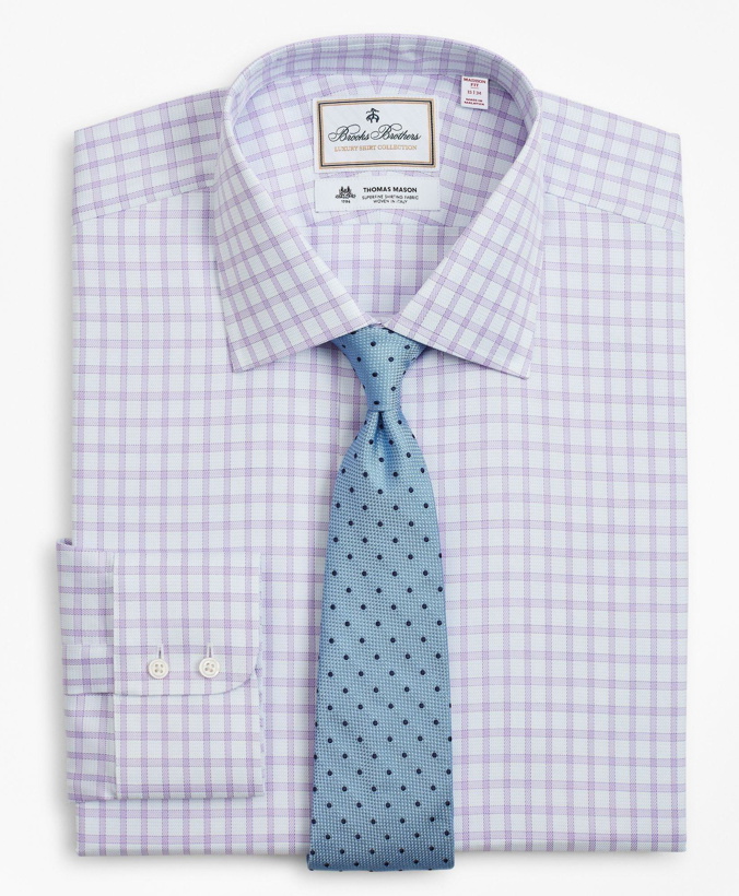 Photo: Brooks Brothers Men's Luxury Collection Madison Relaxed-Fit Dress Shirt, Franklin Spread Collar Check | Lavender