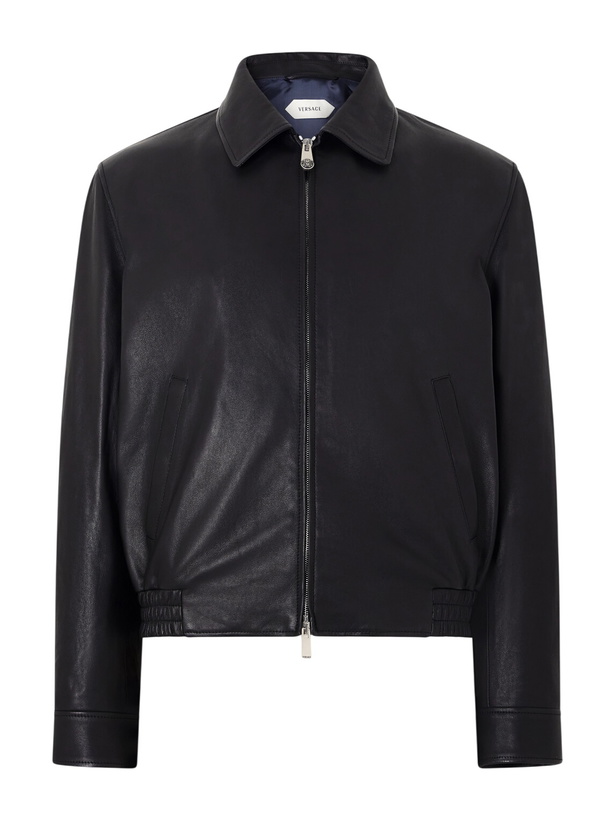 Photo: Versace - Leather Blouson Jacket - Black