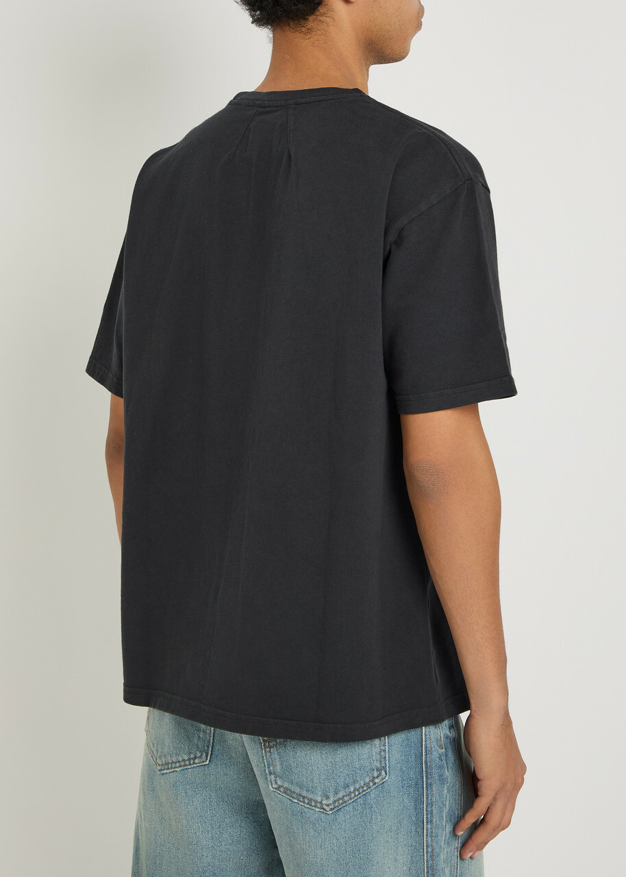 Rhude Banner Printed Cotton T-shirt Black