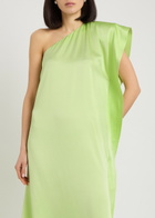 Stella Mccartney Envers One-shoulder Satin-crepe Maxi Dress Light Green