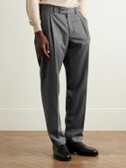 Caruso - Slim-Fit Pleated Wool Trousers - Gray