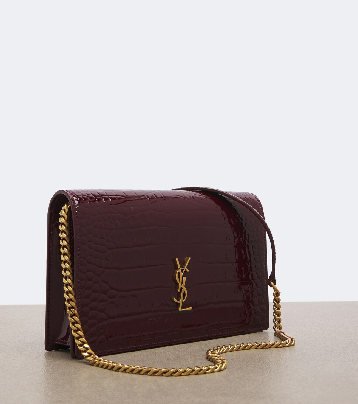 Saint Laurent Cassandre patent leather wallet on chain