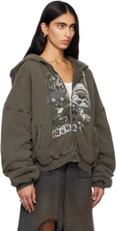 LU'U DAN Gray Wadded Hoodie