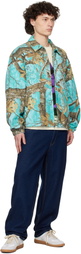 Awake NY Blue Frayed Script Coach Jacket