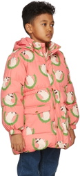 Mini Rodini Kids Pink Polar Bear Heavy Puffer Jacket