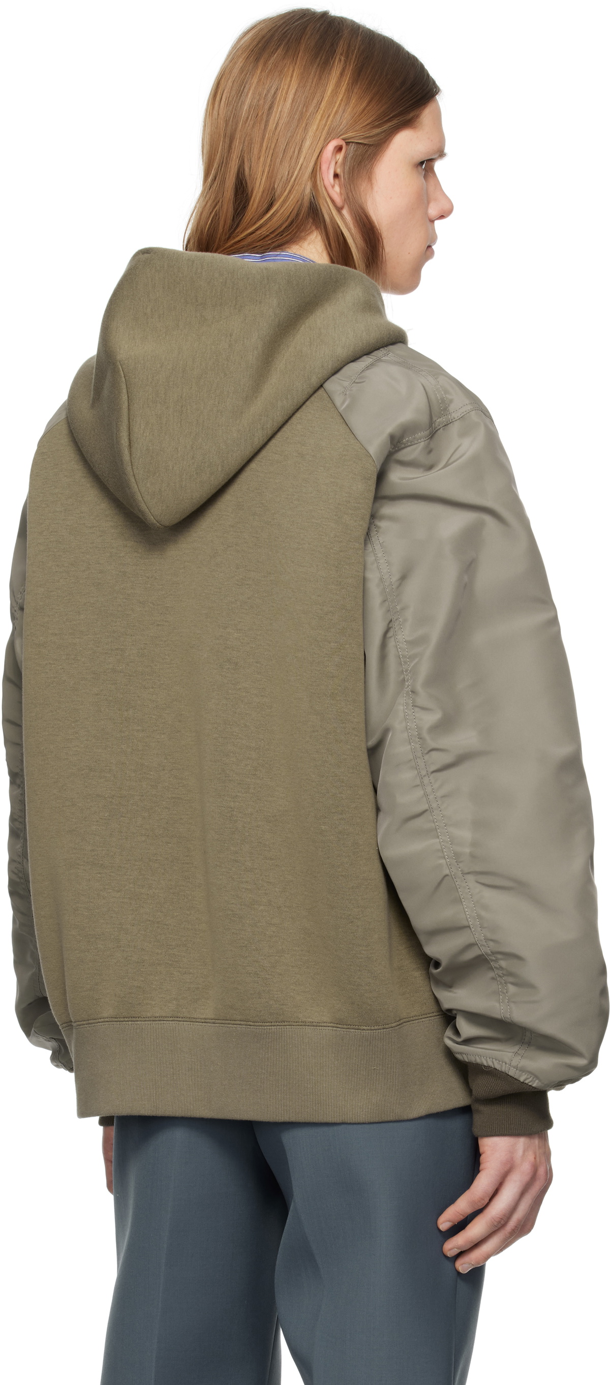 【sacai】Nylon Twill x Sponge Sweat Hoodie Black Sponge Sweat x Nylon Twill Hoodie by sacai on Sale