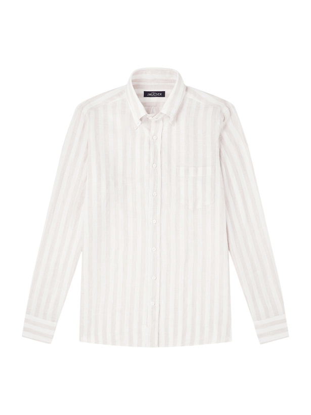Photo: J. Mueser - Button-Down Collar Striped Linen Shirt - Brown