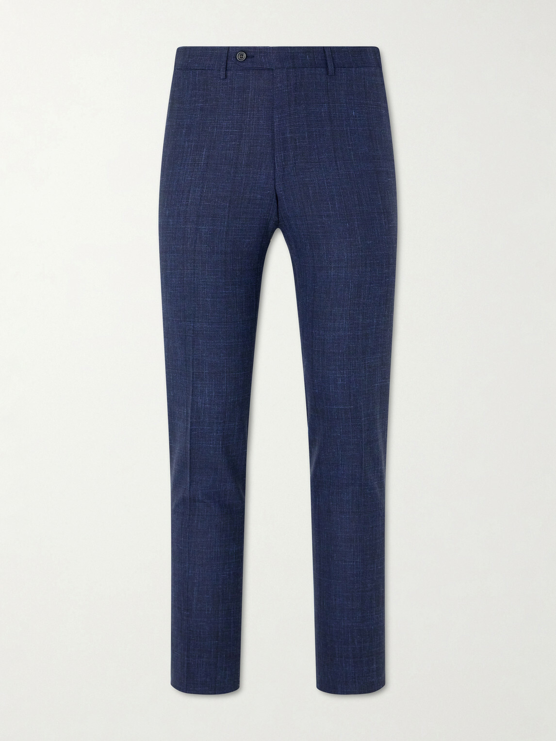 Canali - Travel Straight-Leg Wool, Silk and Linen-Blend Suit Trousers - Blue
