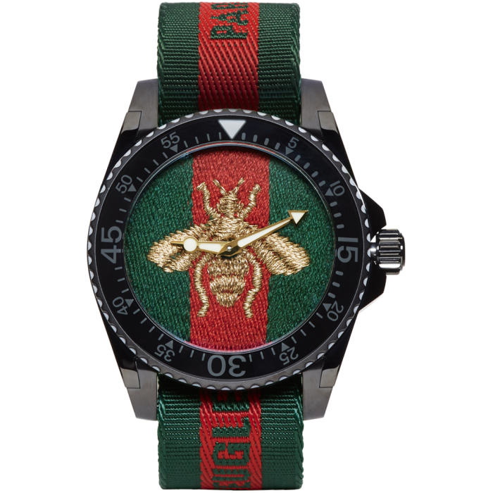 Photo: Gucci Green and Red Web Bee Dive Watch