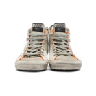 Golden Goose White and Orange Slide High-Top Sneakers
