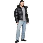 MM6 Maison Margiela Black Faux-Leather Hooded Puffer Down Jacket