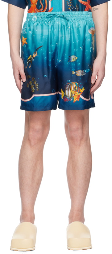 Photo: Casablanca Blue Printed Shorts