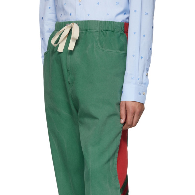 Måltid Asien loft Gucci Green Denim Web Lounge Pants Gucci