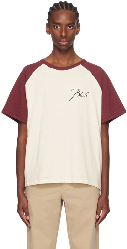 Photo: Rhude Burgundy & Off-White Raglan T-Shirt