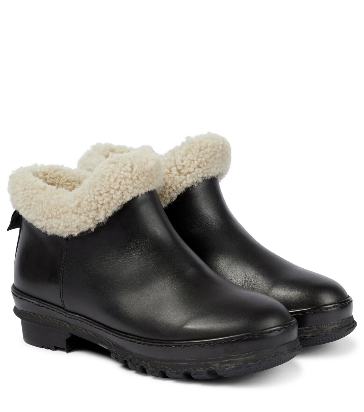 Legres - Shearling-trimmed leather ankle boots Legres