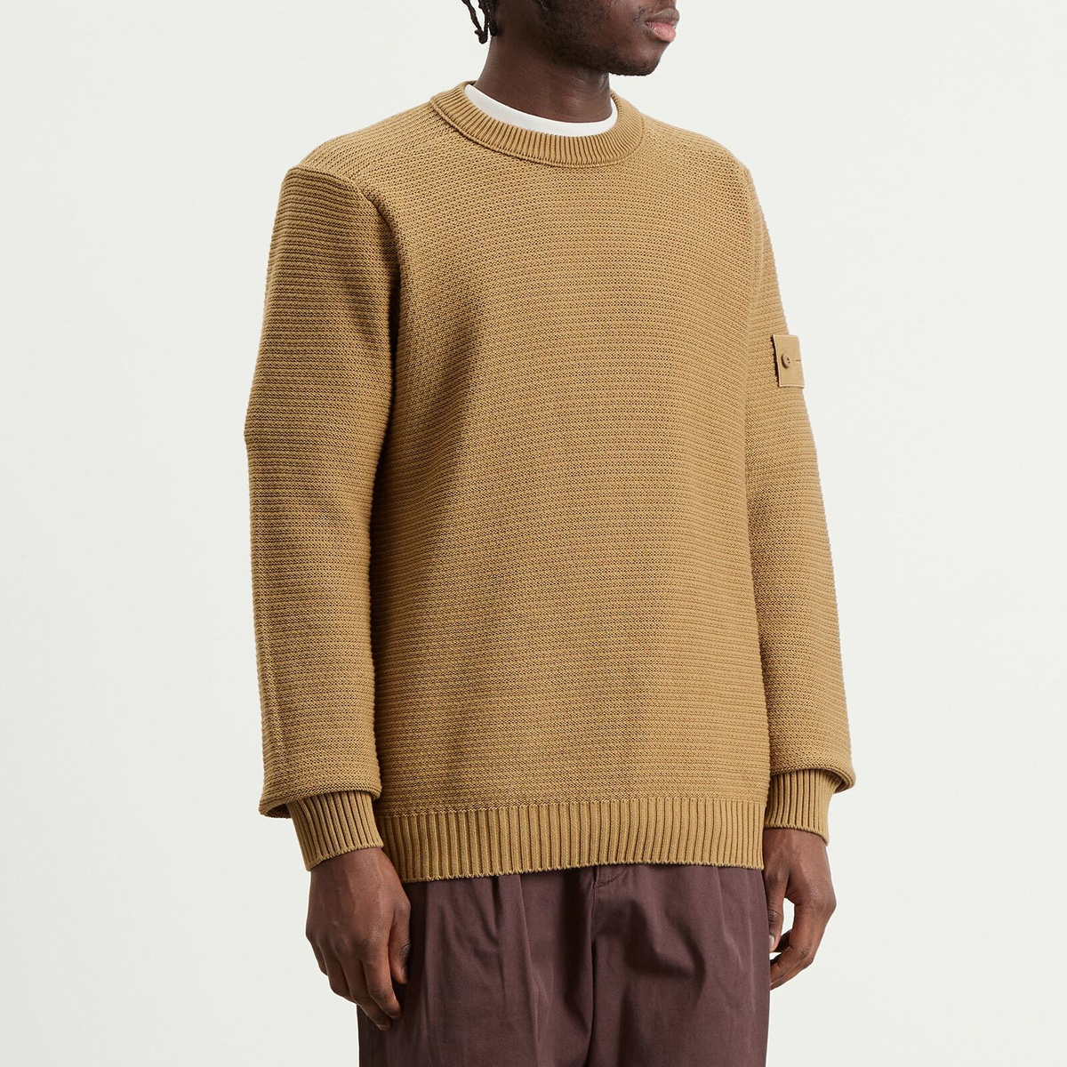 stone  knit jumper サイズL Stone Island Men's Ghost Cotton Cashmere Knit Jumper in Dark Beige