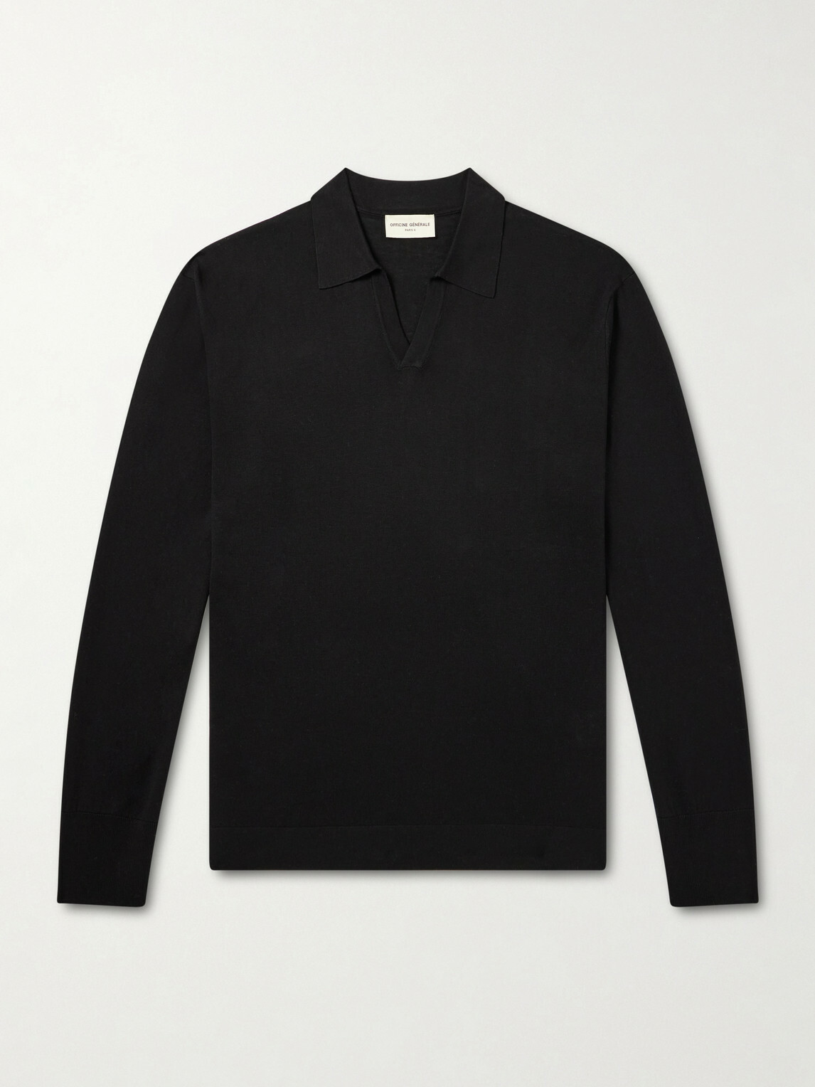 Officine Générale - Simone Lyocell and Wool-Blend Polo Shirt - Black