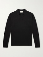 Officine Générale - Simone Lyocell and Wool-Blend Polo Shirt - Black