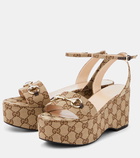 Gucci Horsebit GG canvas platform sandals