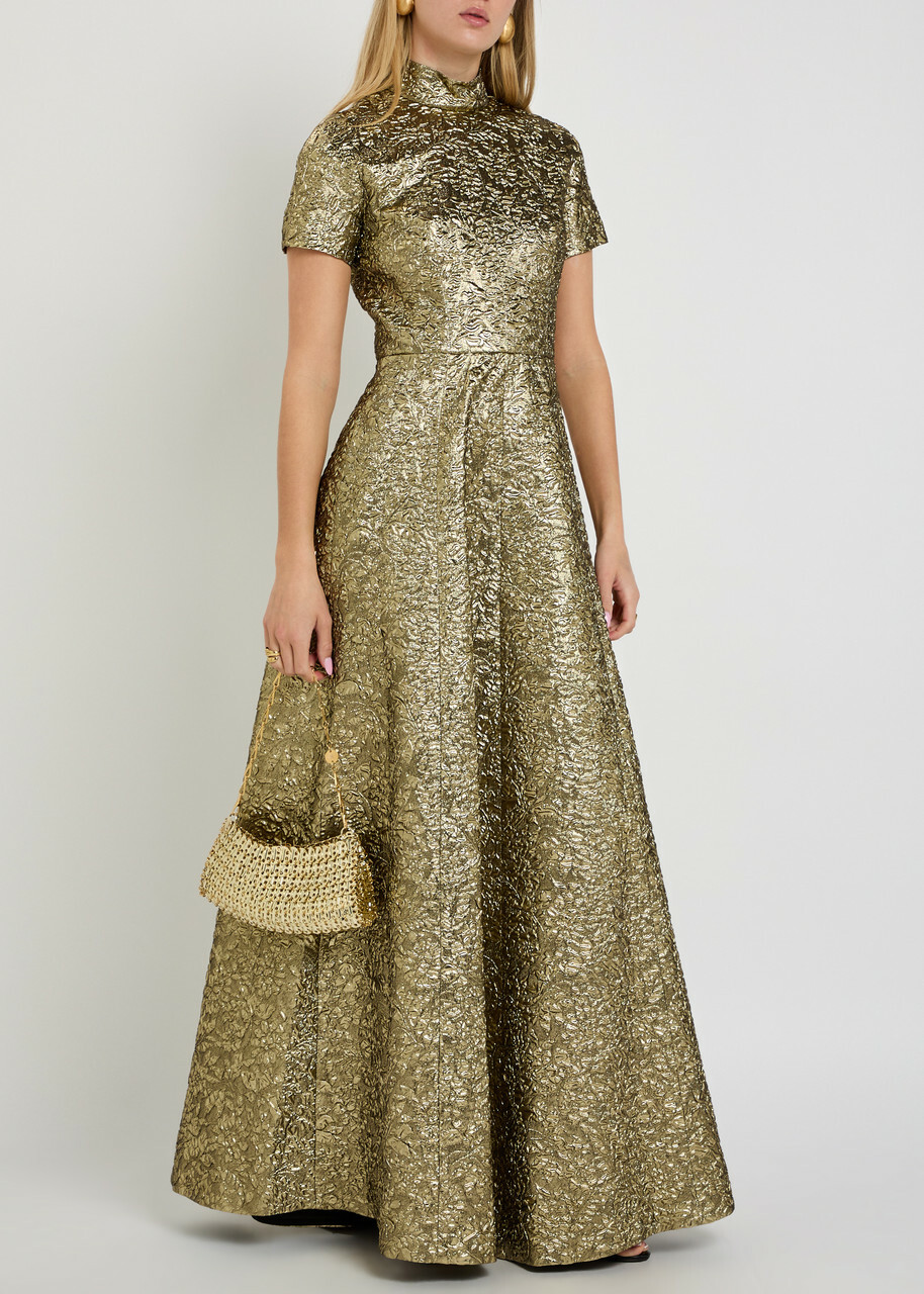 Emilia Wickstead Malinda Floral-jacquard Metallic Cloqué Gown Gold
