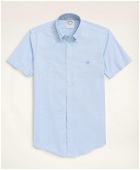 Brooks Brothers Men's Stretch Non-Iron Oxford Button-Down Collar Short-Sleeve Sport Shirt | Light Blue