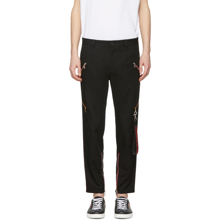 Photo: Dolce and Gabbana Black Cropped Side Stripe Trousers