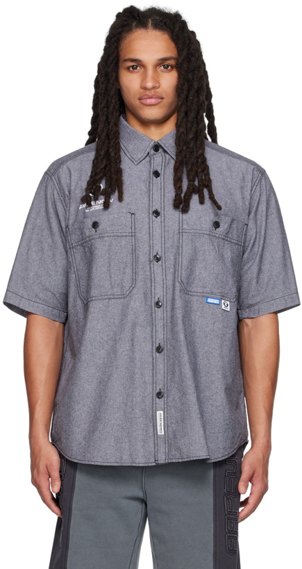 Photo: AAPE by A Bathing Ape Gray Embroidered Shirt
