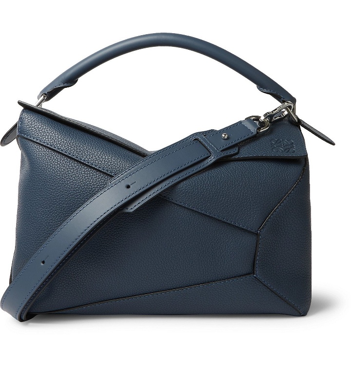 Photo: Loewe - Puzzle Full-Grain Leather Messenger Bag - Blue