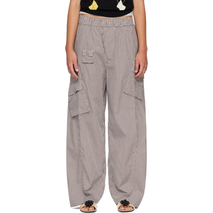 Photo: GANNI Brown & White Check Cotton Cargo Pants