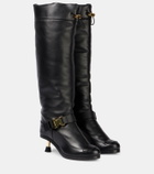 Sacai Leather knee-high boots