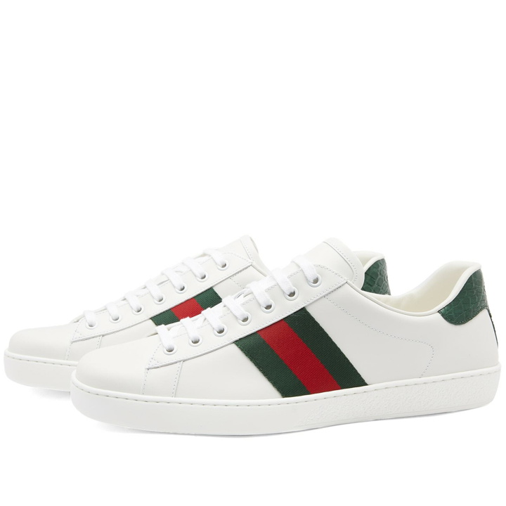 Photo: Gucci Men's New Ace GRG Sneakers in White