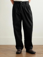 AGOLDE - Slater Straight-Leg Pleated Cotton-Twill Trousers - Black