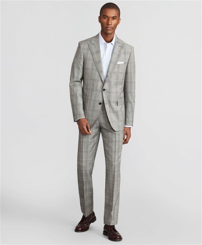Photo: Brooks Brothers Men's Madison Fit Three-Button Plaid 1818 Suit | Grey