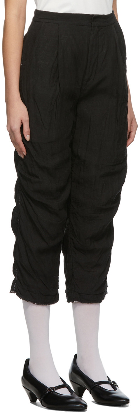Renli Su Black Cropped Linen Trousers