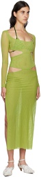Kathryn Bowen SSENSE Exclusive Green Cutout Maxi Dress